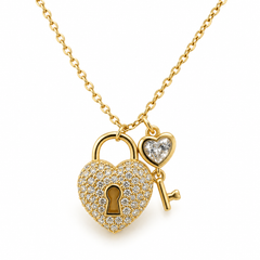 Heart Lock & Key Charm Neckpiece