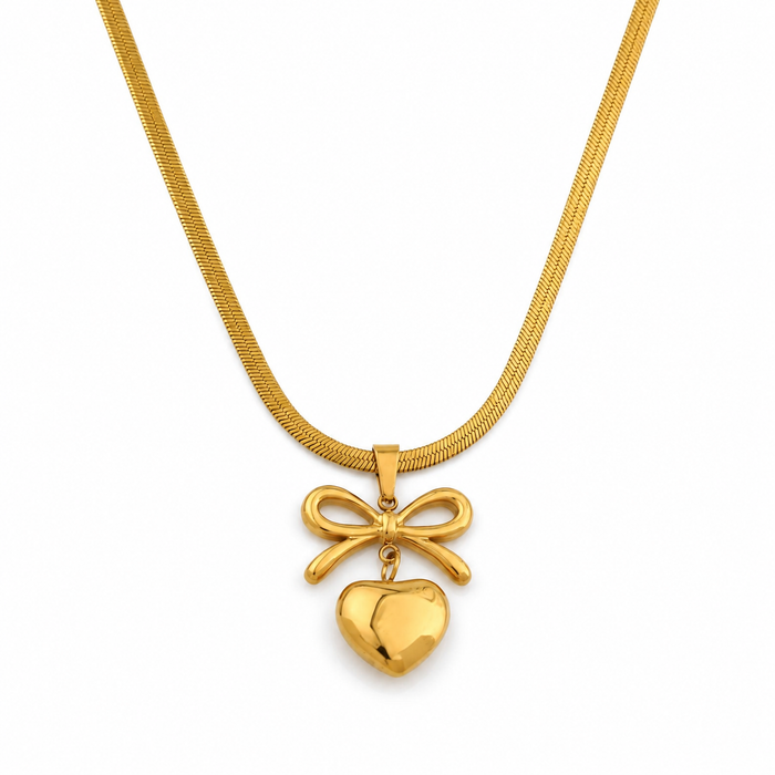 The Amara Bow & Heart Necklace