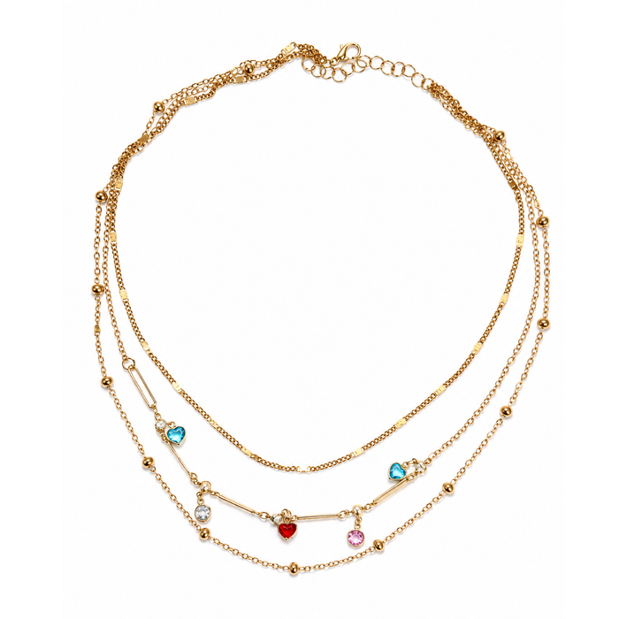 Dainty Heart Trio Layered Necklace
