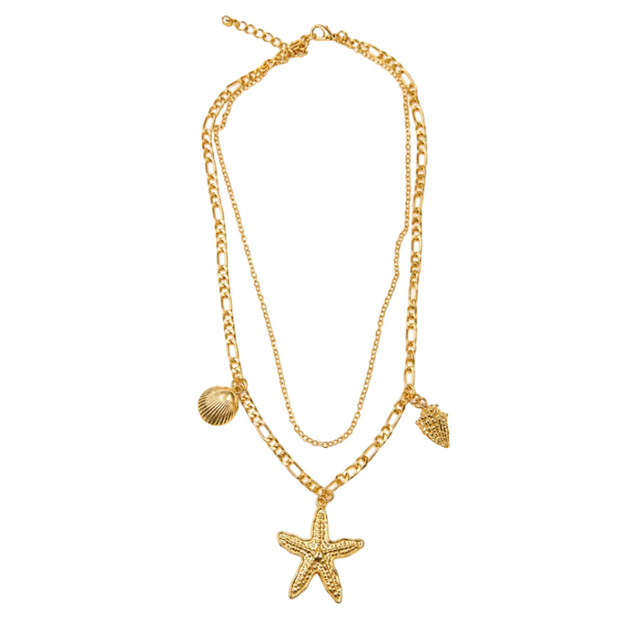 Ocean Starfish Layered Charm Necklace