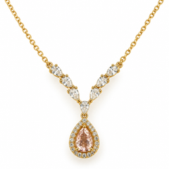 Pink Teardrop Crystal Pendant Neckpiece
