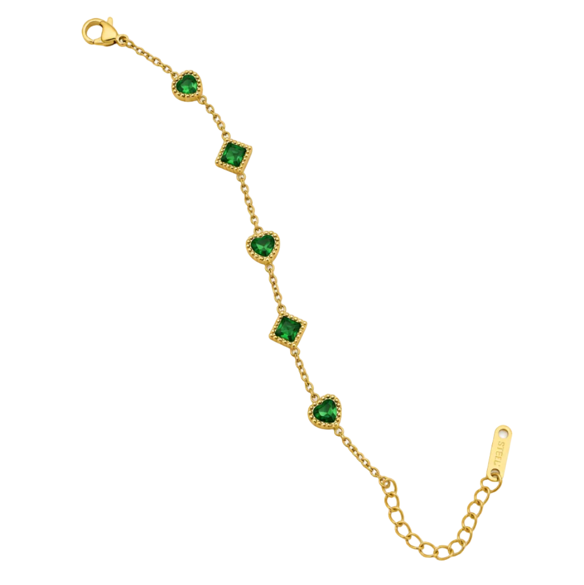 Emerald Gemstone Link Bracelet