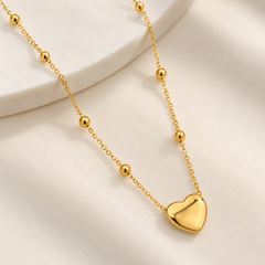 Classic Heart Charm Beaded Chain Neckpiece