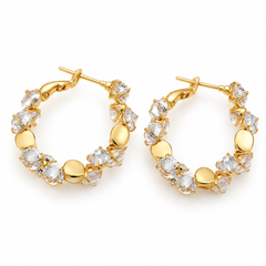 Gold-Tone Crystal Cluster Hoop Earrings