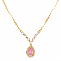 Pink Teardrop Crystal Pendant Neckpiece