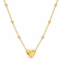 Classic Heart Charm Beaded Chain Neckpiece