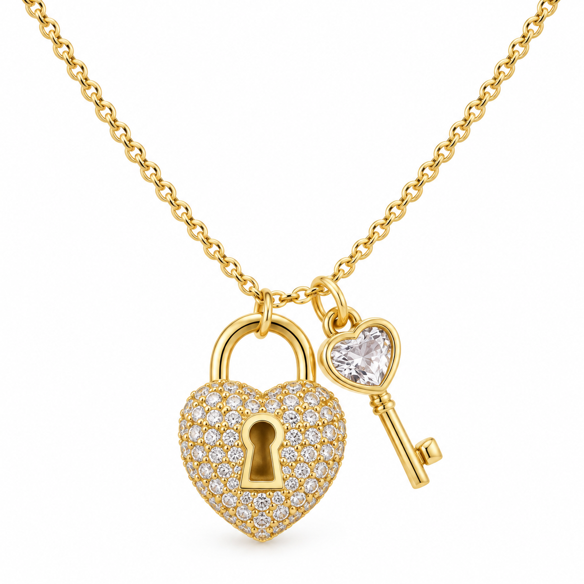 Heart Lock & Key Charm Neckpiece